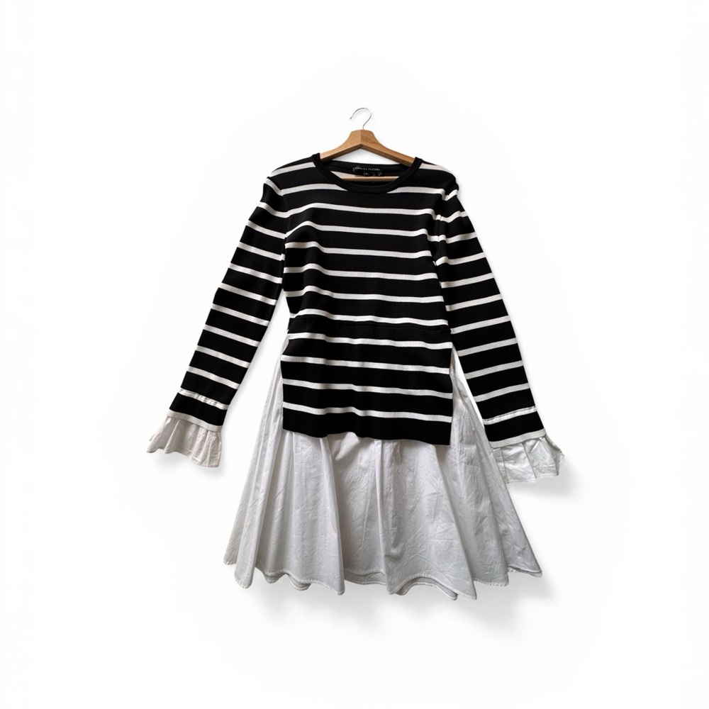 English Factory Midnight & White Striped "Layered Look" Dress